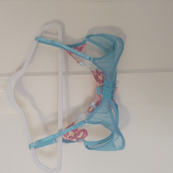 Floral Embroidery Sheer Unlined Bra Sz XL - Picture 5 of 6